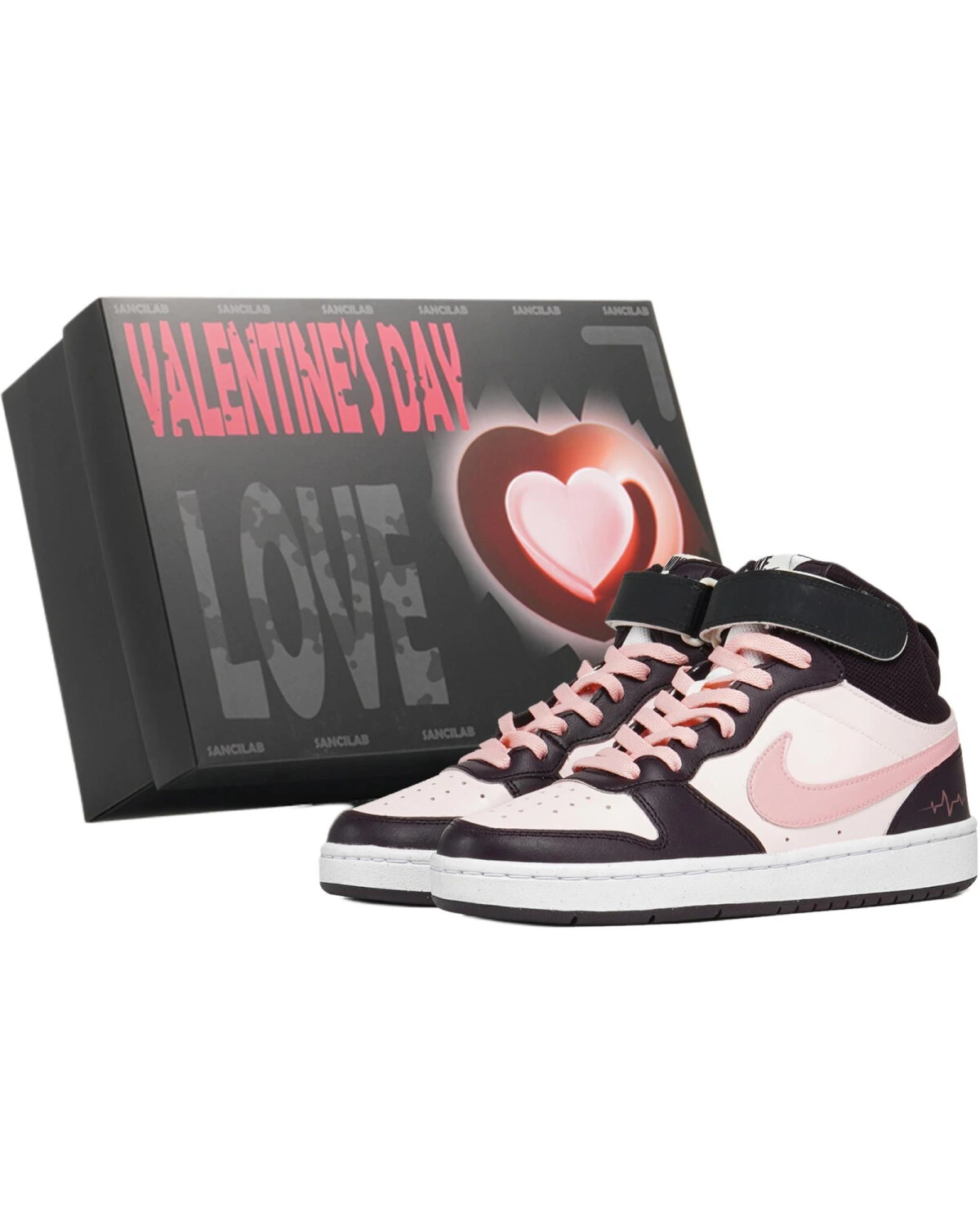 Nike Court Borough 2 детские кроссовки высокие розовые картинка