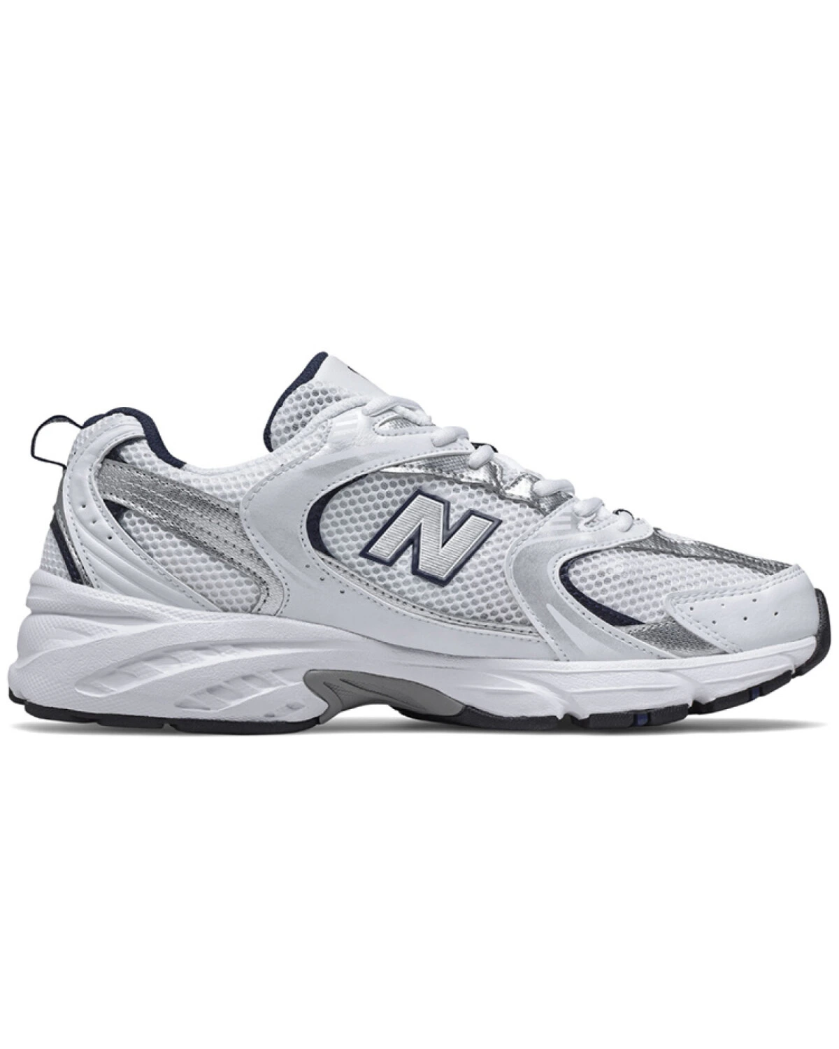 New Balance 530 unisex кроссовки белые с серебристыми вставками картинка