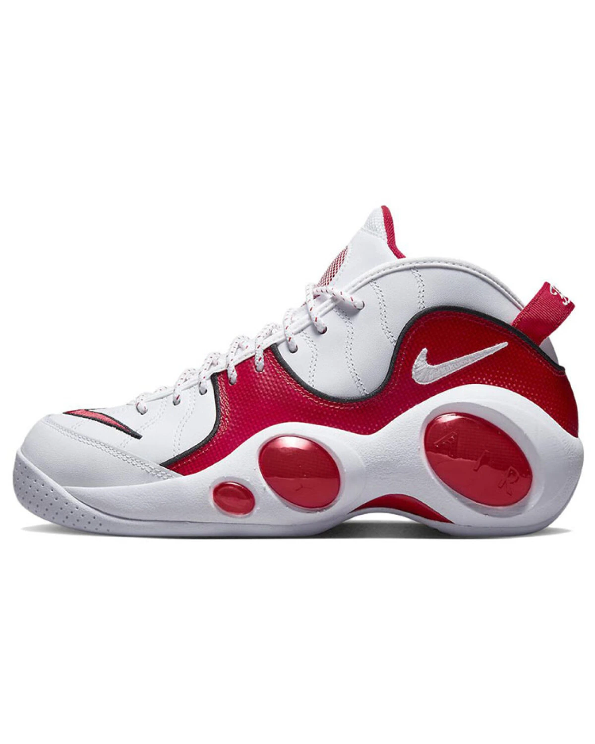 Nike Zoom Flight 95 мужские спортивные кроссовки из кожи бело-красные средние картинка