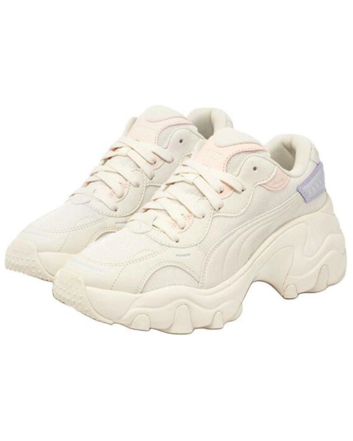 PUMA Pulsar Wedge женские кроссовки на платформе бежевые с фиолетовыми и розовыми акцентами картинка