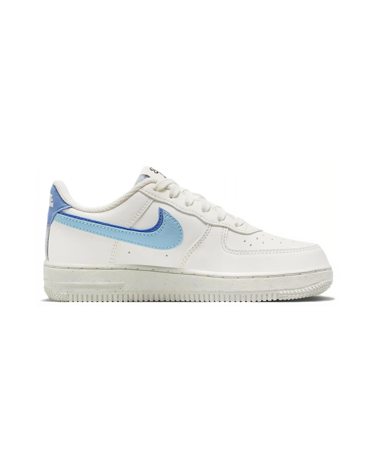 Nike Air Force 1 детские кроссовки белые с голубыми вставками картинка