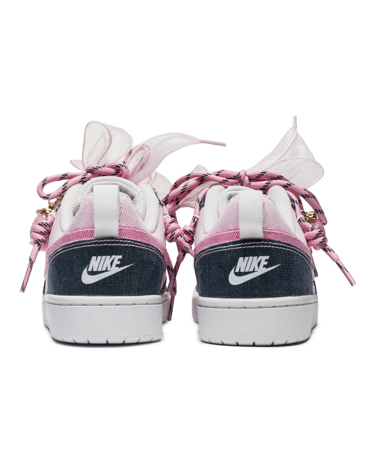 Nike Court Borough 2 детские кроссовки розовые с деним-панелью картинка