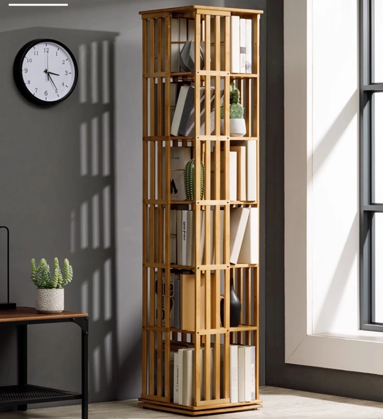 Поворотный книжный шкаф из бамбука, 360° картинка