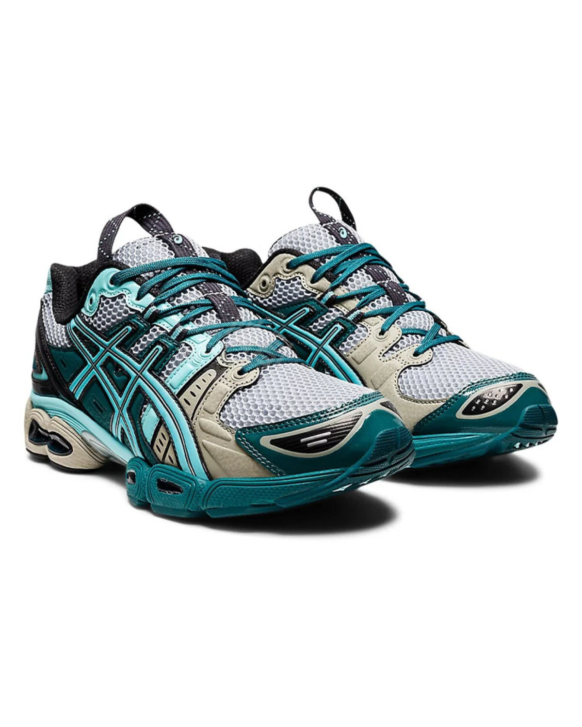 Asics GEL-Nimbus 9 UB3-S унисекс кроссовки серо-голубые с красным картинка