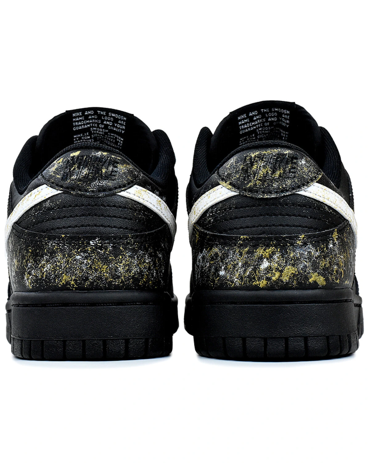 Nike Dunk унисекс кроссовки черно-золотые с художественным принтом картинка