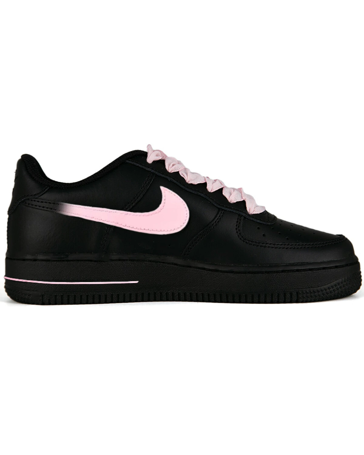 Nike Air Force 1 unisex кроссовки черно-розовые с розовой отделкой картинка