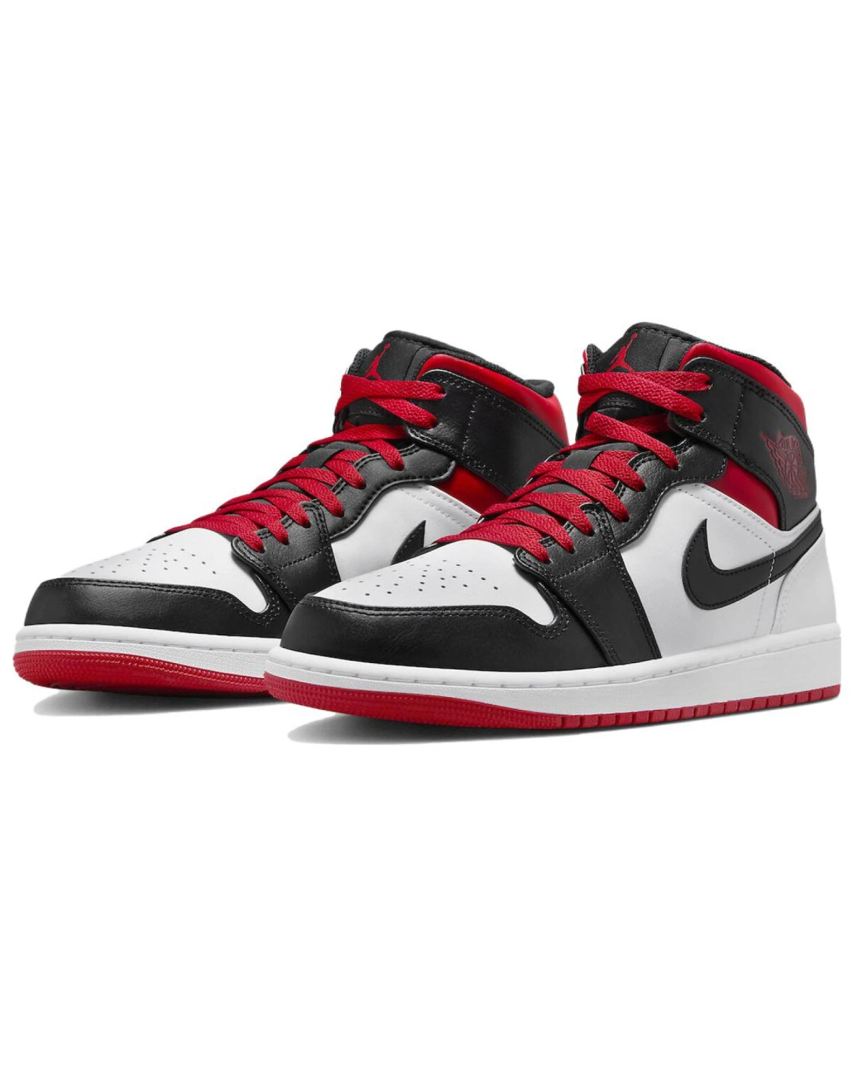 Jordan Air Jordan 1 мужские/женские кроссовки кожаные черно-белые с красными вставками картинка