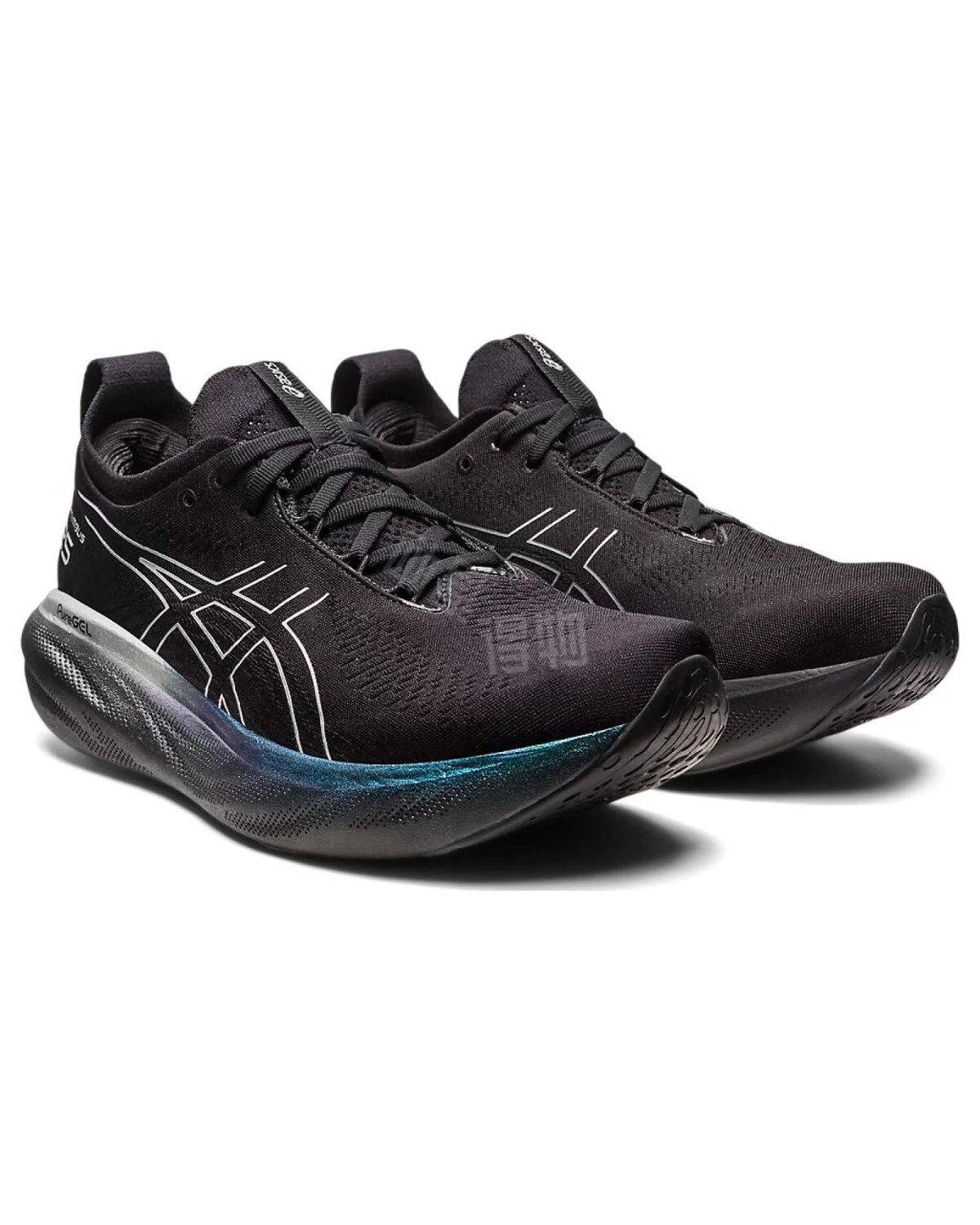 Asics GEL-Nimbus 25 мужские кроссовки для марафона черно-серебристо-синие картинка
