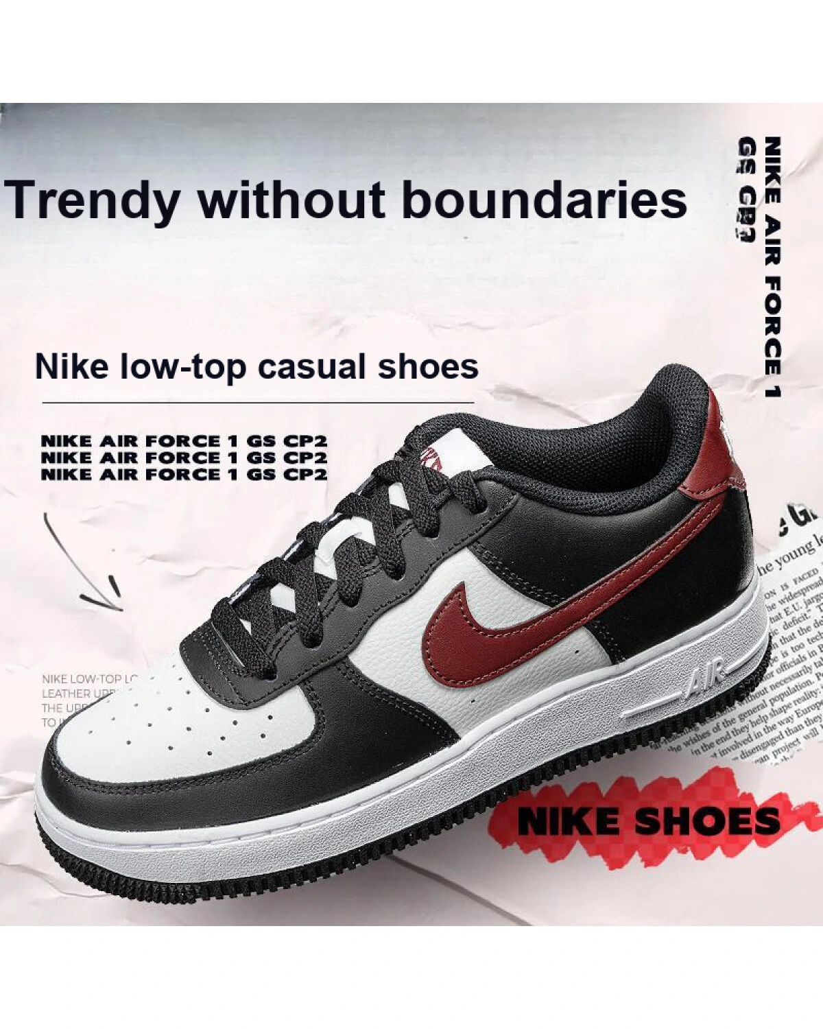 Nike Air Force 1 детские кроссовки черно-белые картинка