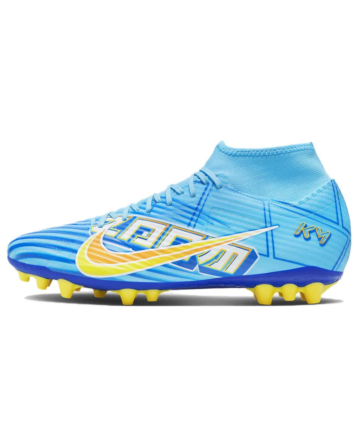 Nike Zoom Superfly 9 футбольные бутсы высокие синие с желтым картинка