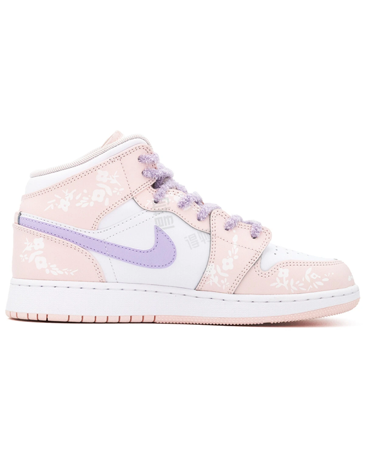 Jordan Air Jordan 1 GS женские кроссовки высокие розово-белые цветочные картинка