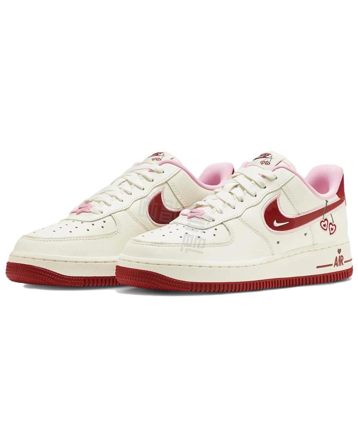 Nike Air Force 1 "Valentine’s Day" женские кроссовки кожаные бело-розово-красные картинка