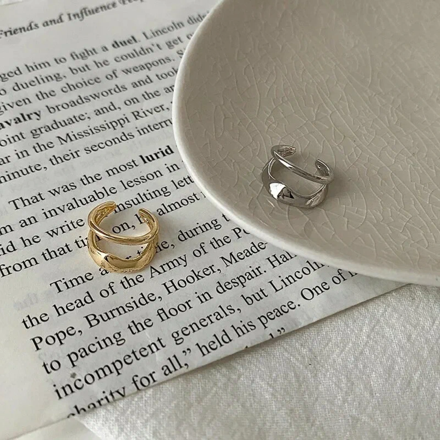 Парные двойные клипсы без прокола (Золото) картинка