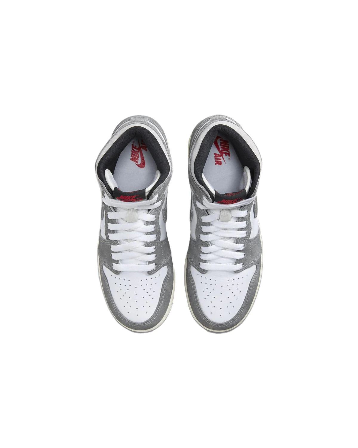 Jordan Air Jordan 1 детские высокие кроссовки серо-белые из кожи картинка