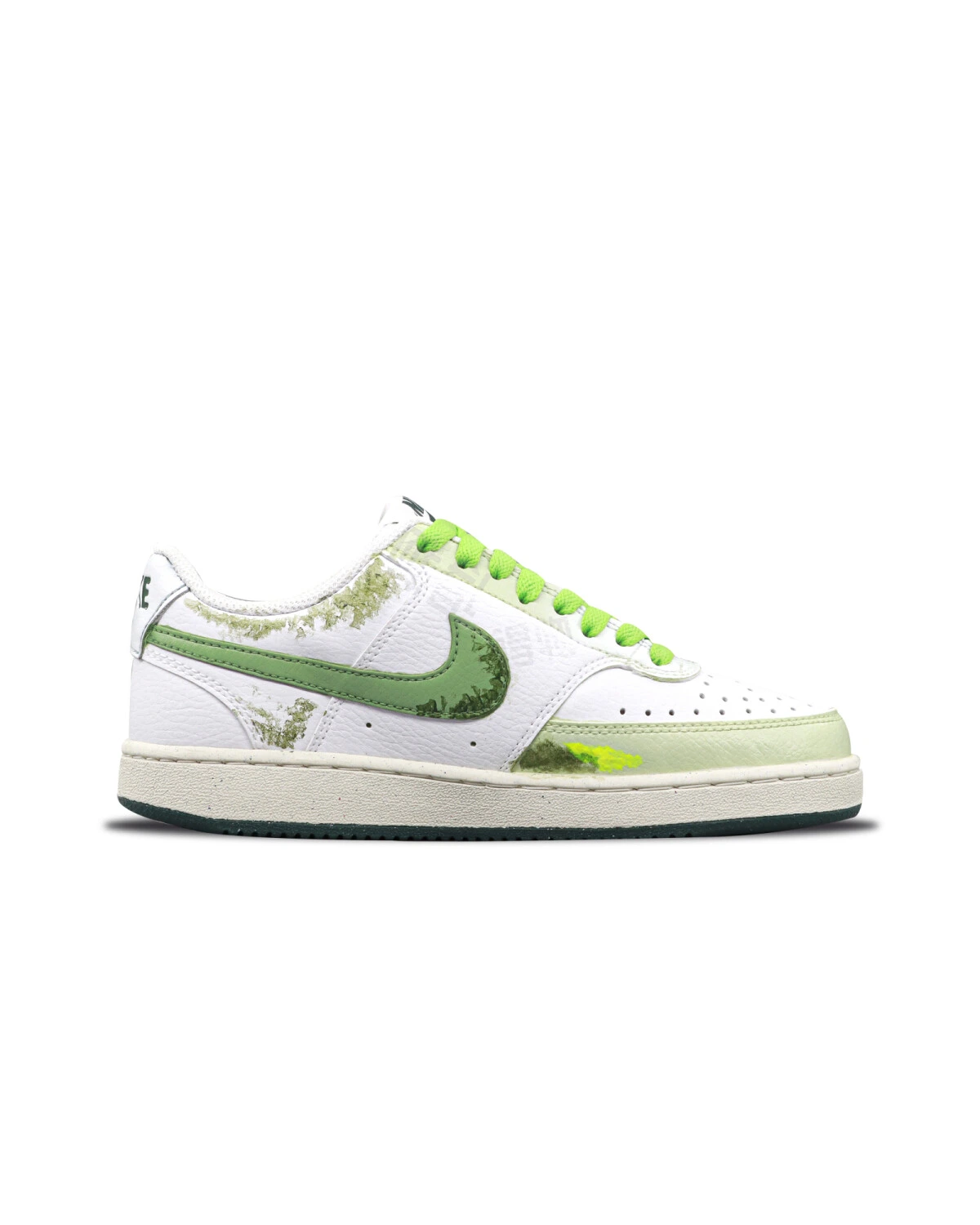 Nike Court Vision унисекс кеды бело-зеленые с граффити картинка