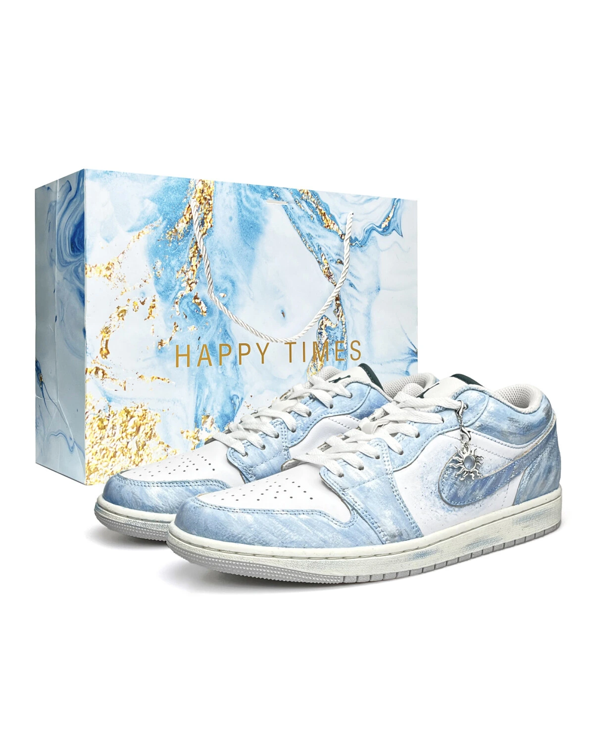 Jordan Air Jordan 1 Atlantis Унисекс спортивные кроссовки дышащие бело-голубые картинка