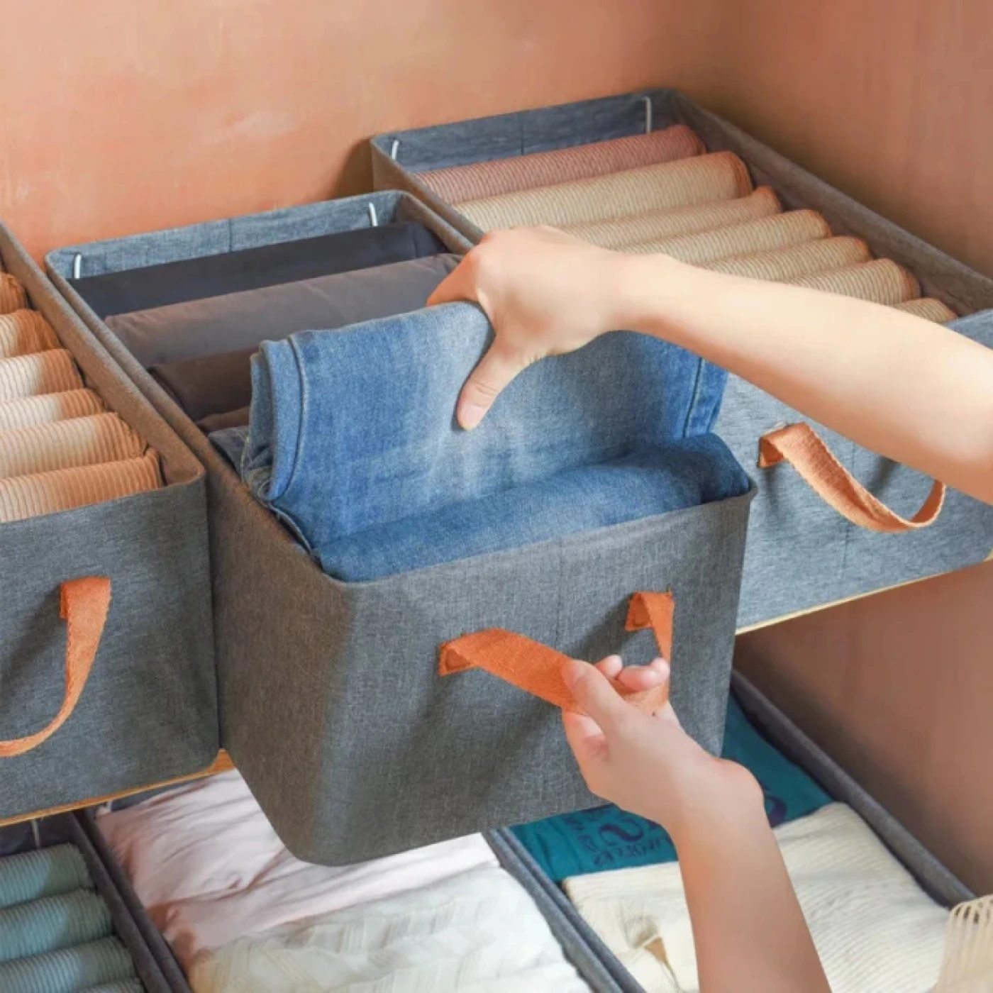 Складной ящик-органайзер для хранения одежды (3 шт.) картинка