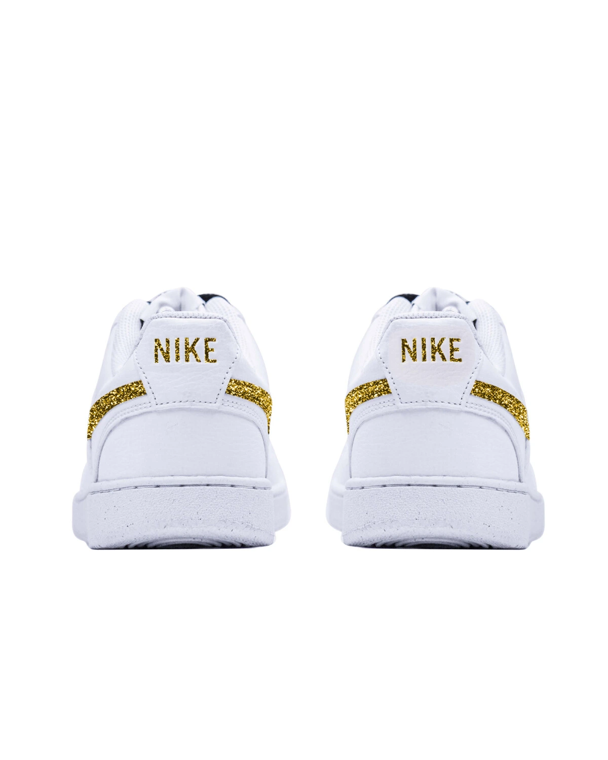 Nike Court Vision 1 мужские кеды бело-золотые с блестками картинка