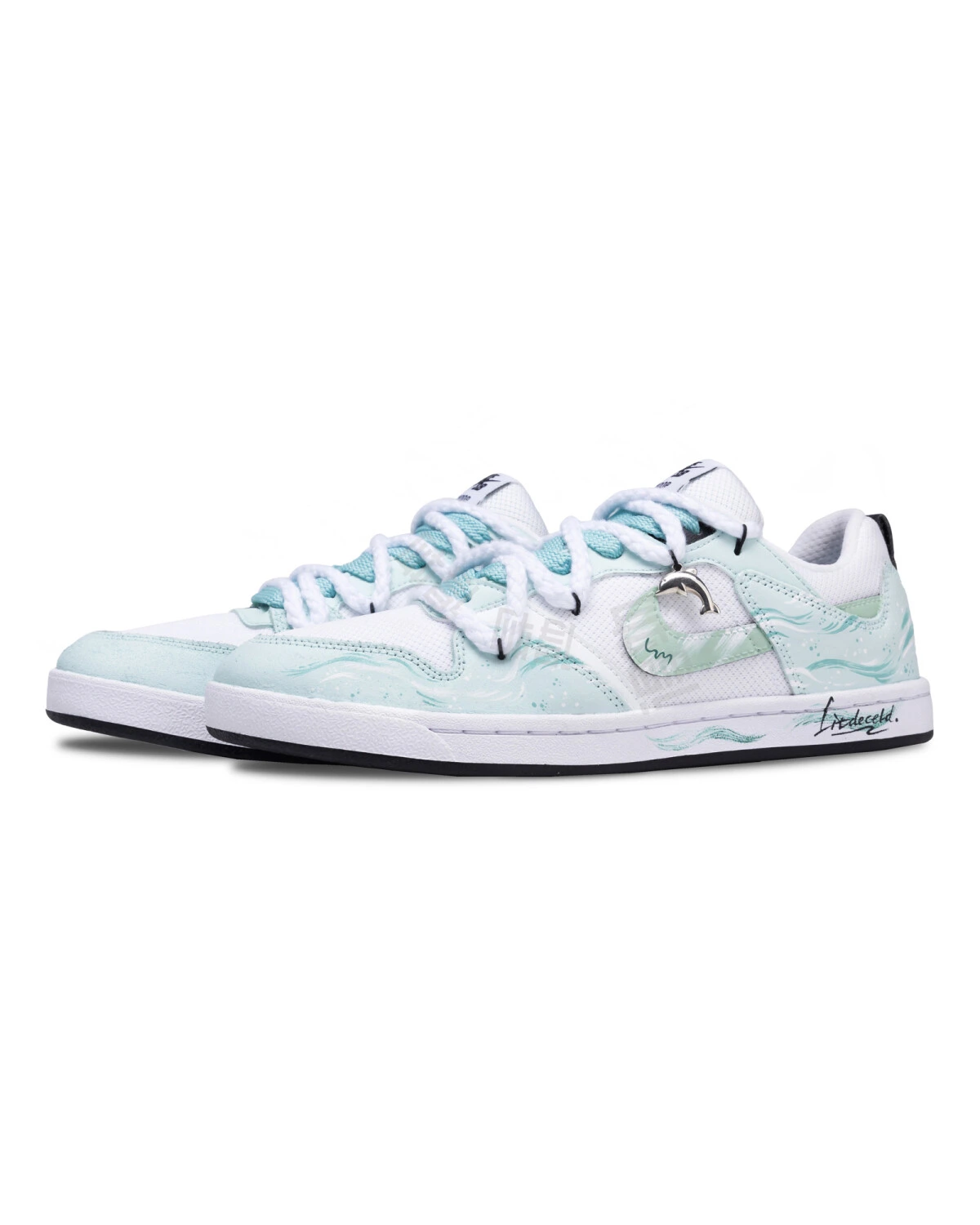 Nike SB Alleyoop женские кроссовки бело-зеленые с водяным принтом картинка