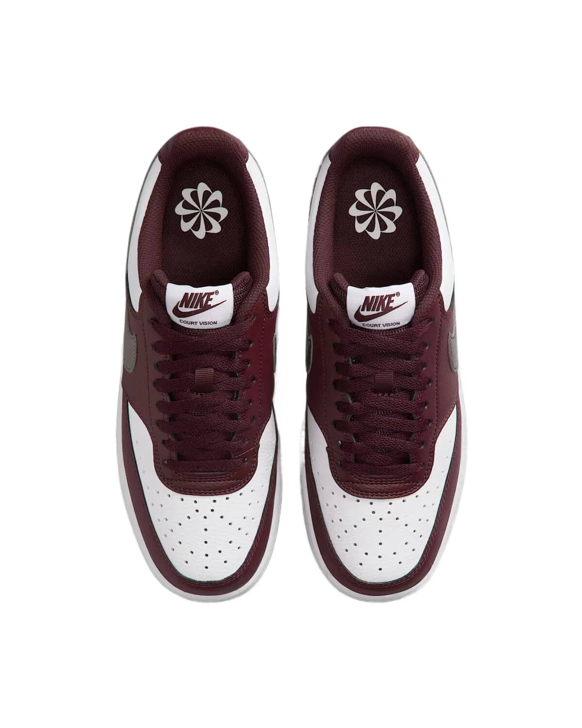 Nike Court Vision Low женские кеды комфортные бело-бордовые с серым картинка