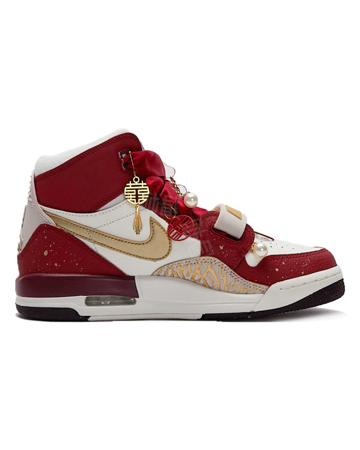Jordan Legacy 312 женские кроссовки высокие золото-красные картинка