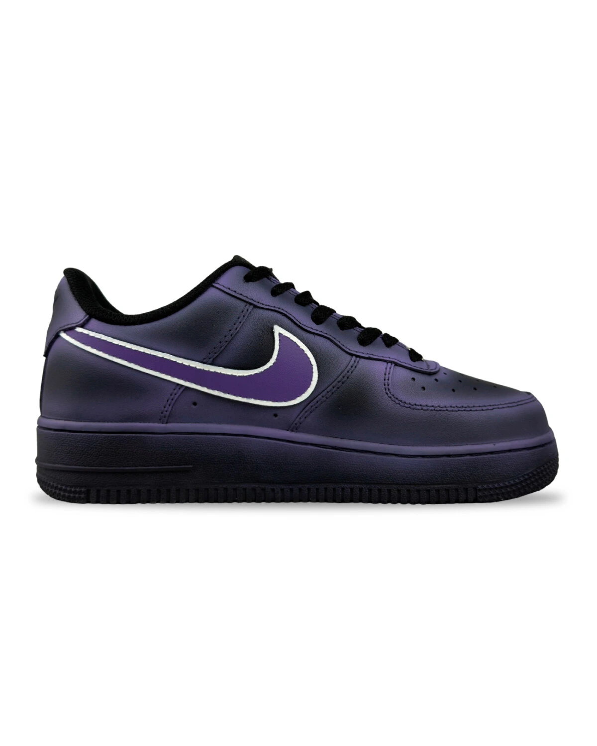 Nike Air Force 1 детские кеды черно-фиолетовые с звездным принтом картинка