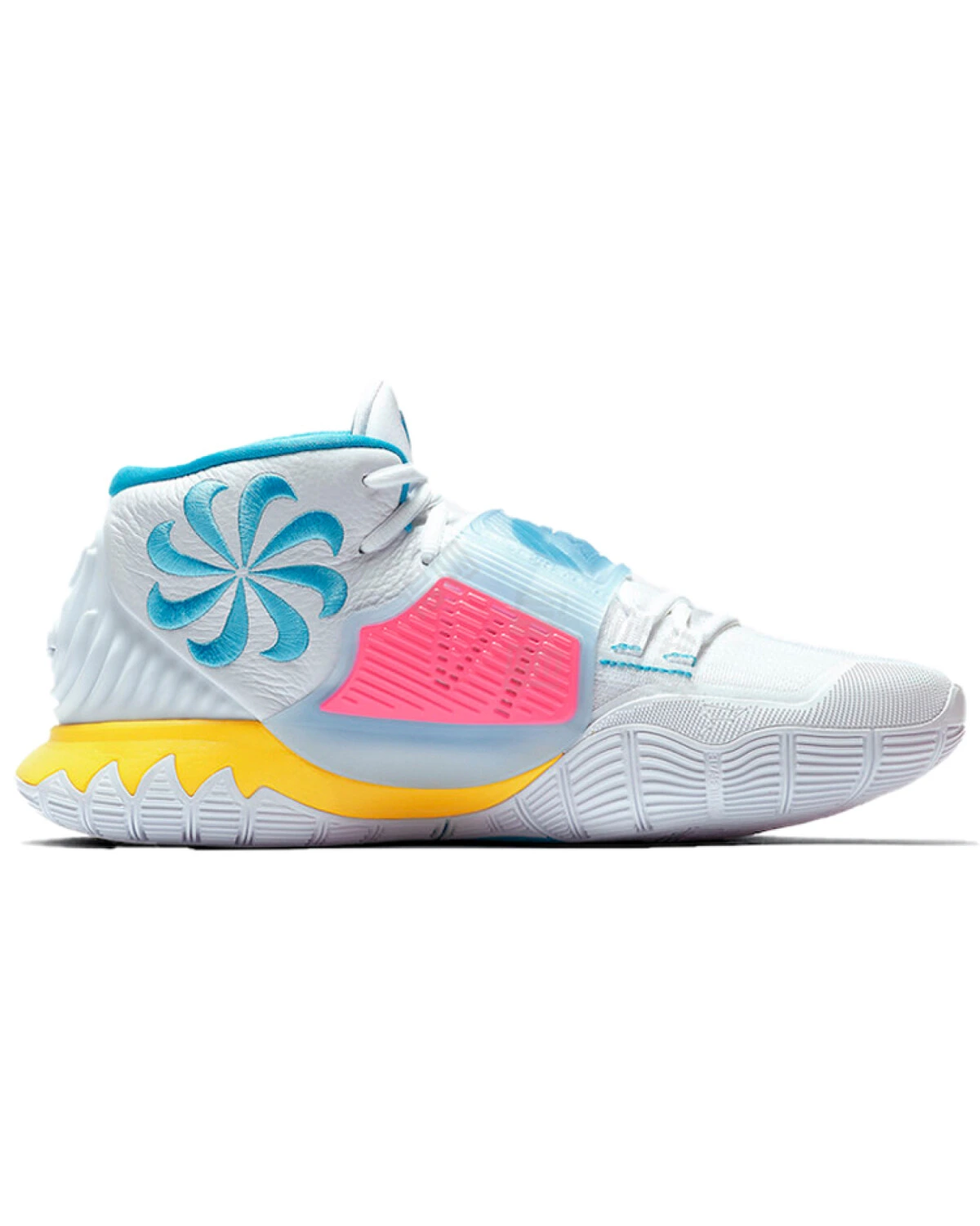 Nike Kyrie 6 EP "Neon Graffiti" unisex баскетбольные кроссовки белые с неоновыми деталями картинка