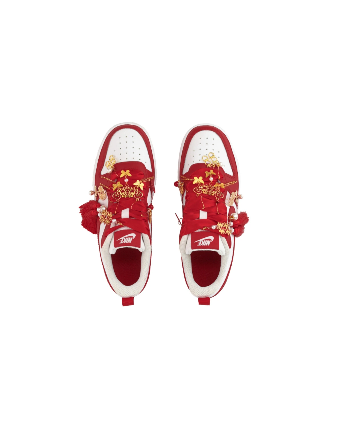 Nike Court Borough 2 женские кроссовки красные с жемчугом и тасселами картинка