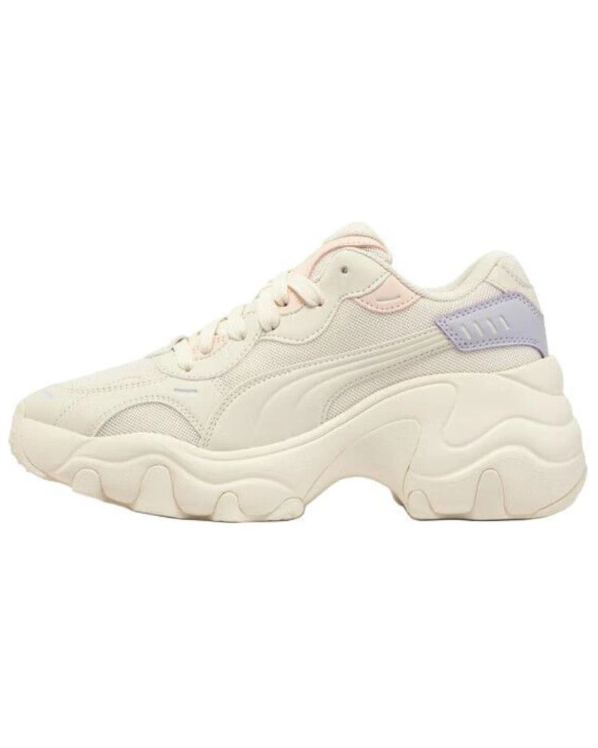 PUMA Pulsar Wedge женские кроссовки на платформе бежевые с фиолетовыми и розовыми акцентами картинка