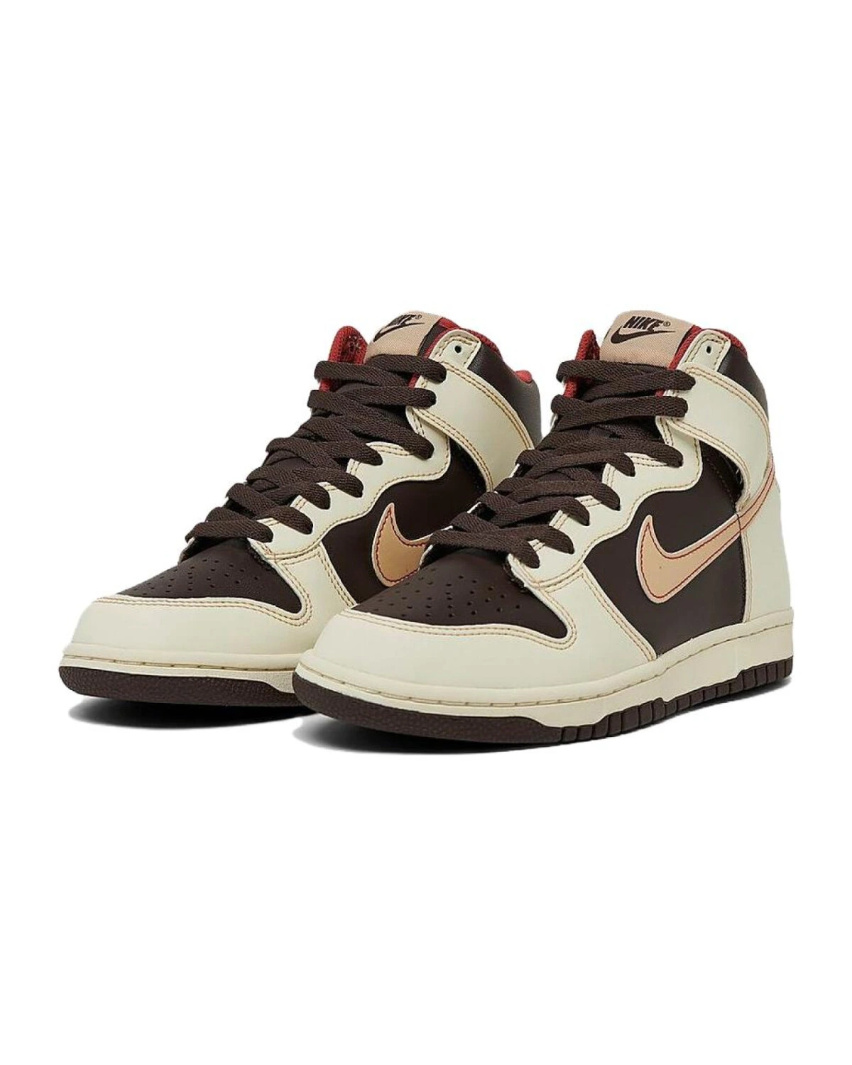 Nike Dunk детские повседневные кеды высокие бежевые картинка