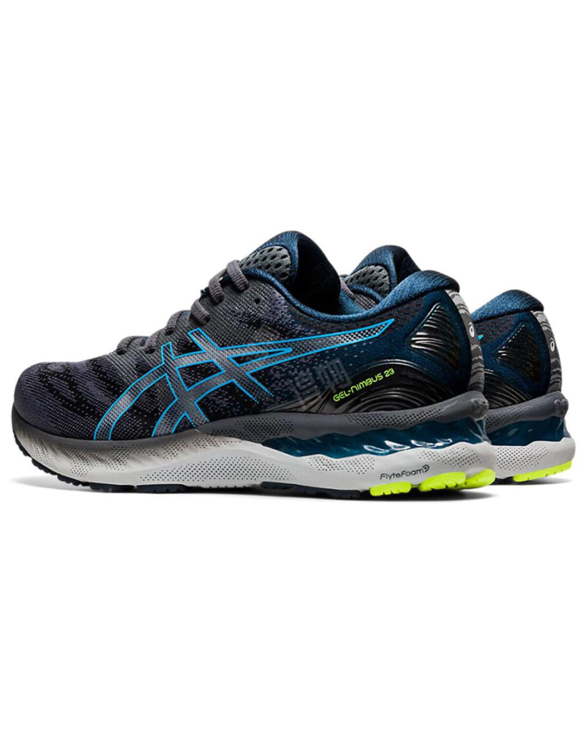 Asics GEL-Nimbus 23 мужские кроссовки для бега серо-голубые с амортизацией картинка