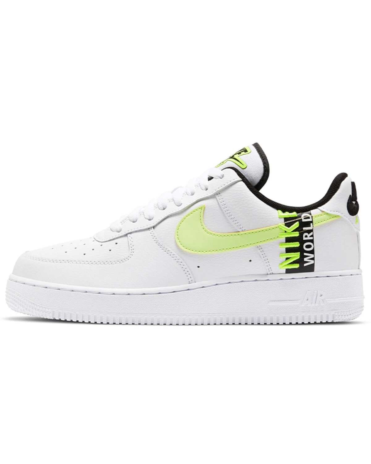 Nike Air Force 1 unisex повседневные кроссовки белые с флуоресцентно-зеленым картинка