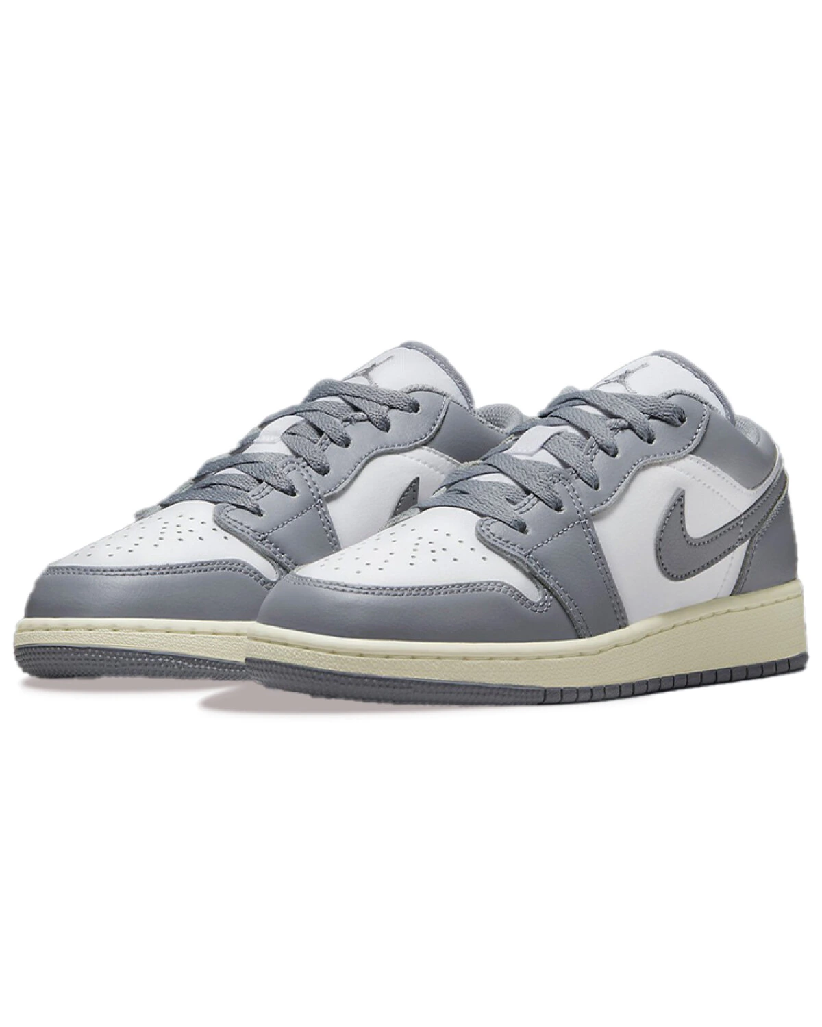 Jordan Air Jordan 1 детские кроссовки серо-белые кожаные картинка
