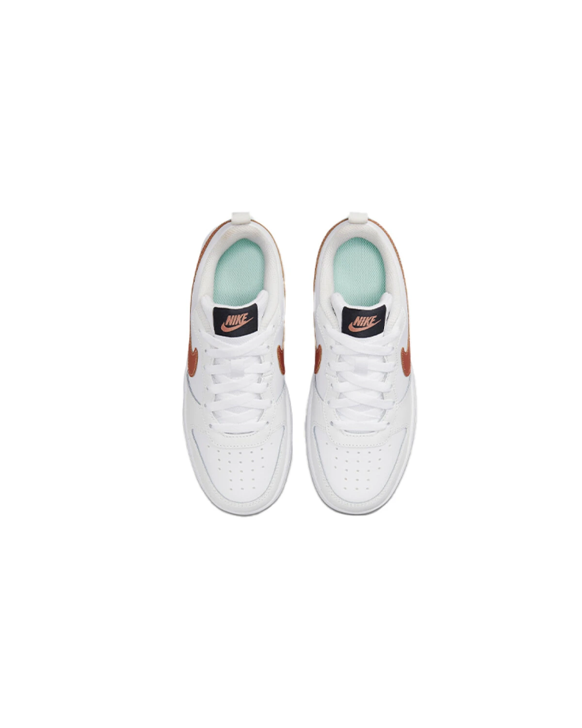 Nike Court Borough Low 2 детские кеды белые с золотым картинка