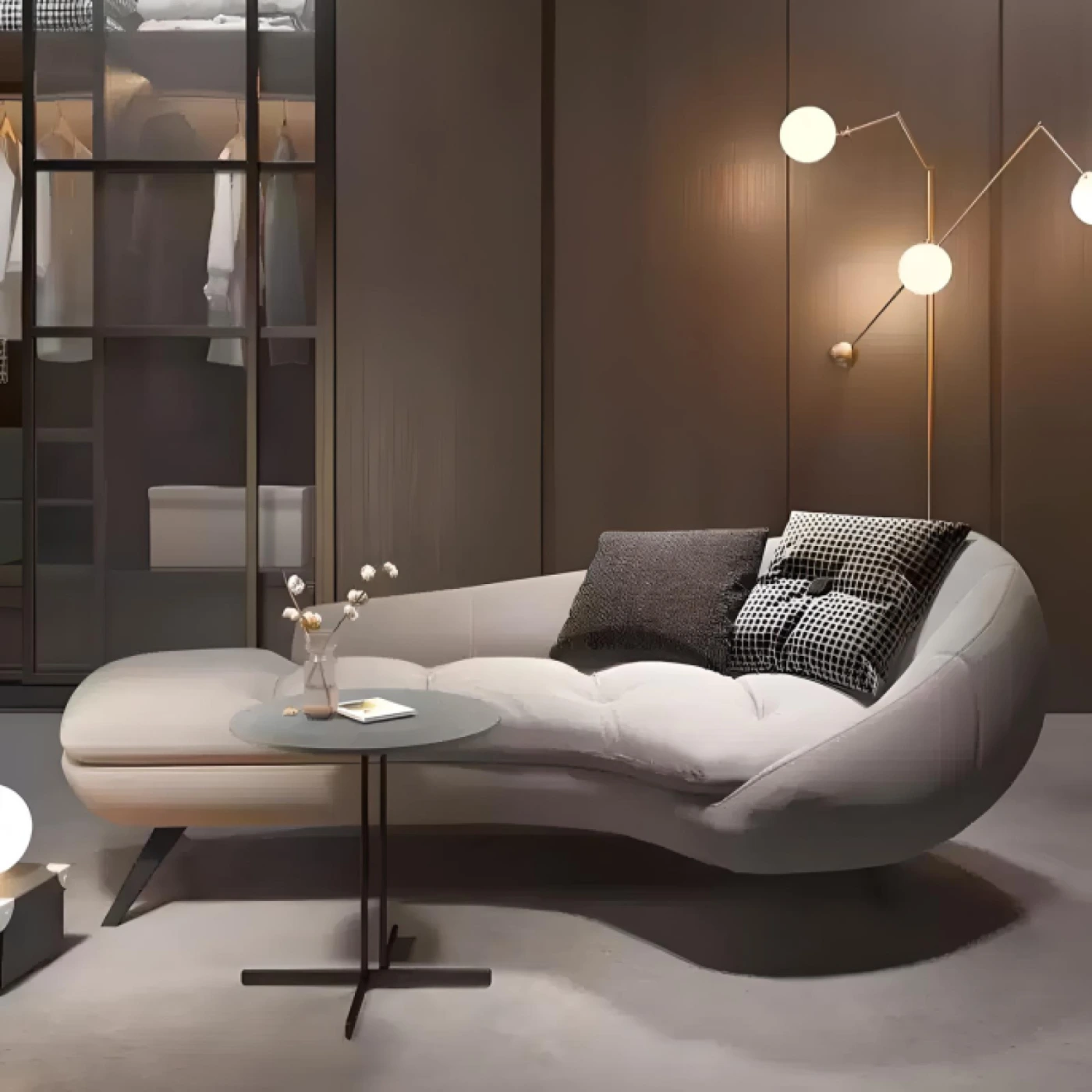 Диван с изогнутой спинкой (серый) картинка