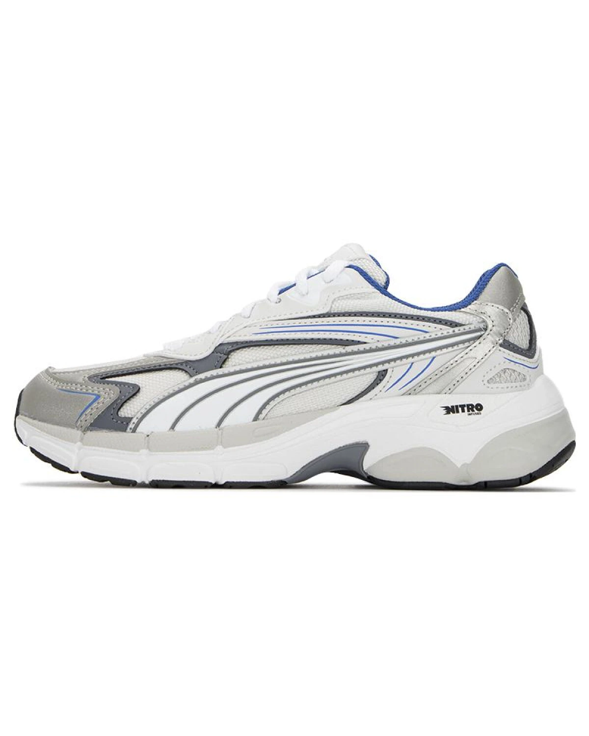 PUMA Teveris Nitro unisex кроссовки бело-серо-синие из комбинированного материала картинка