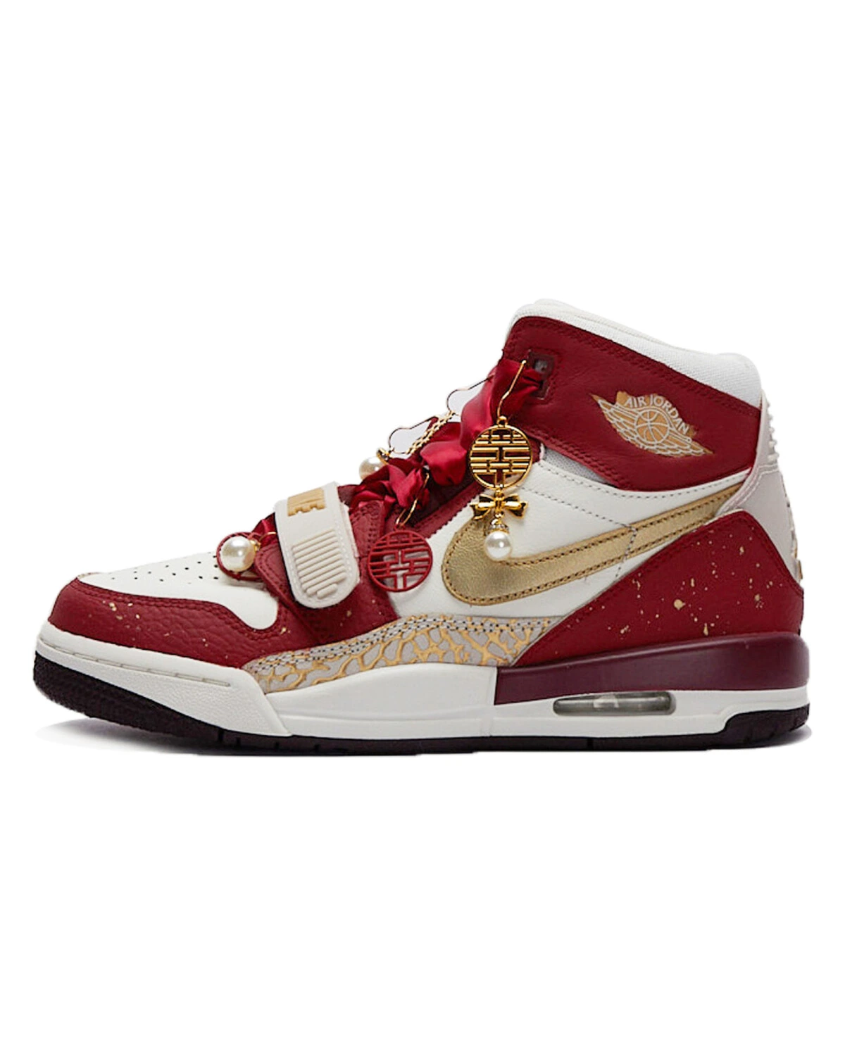 Jordan Legacy 312 женские кроссовки высокие золото-красные картинка