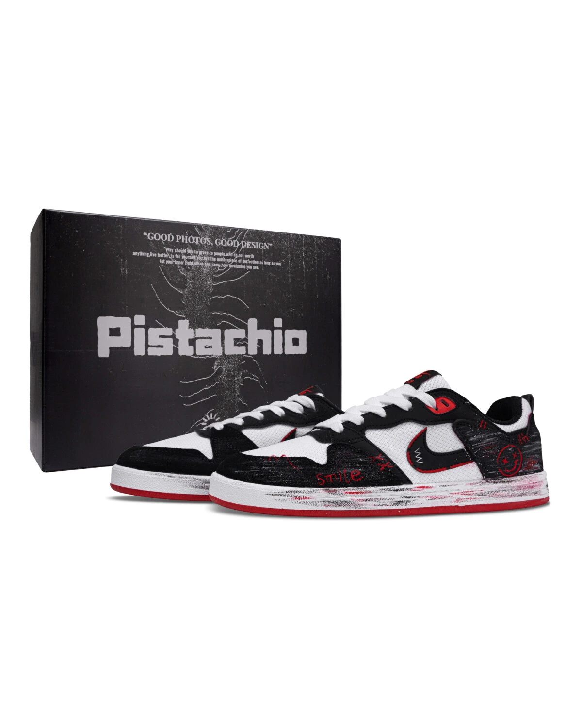 Nike SB Alleyoop мужские и женские кроссовки с рисунком смайлика черно-красные картинка