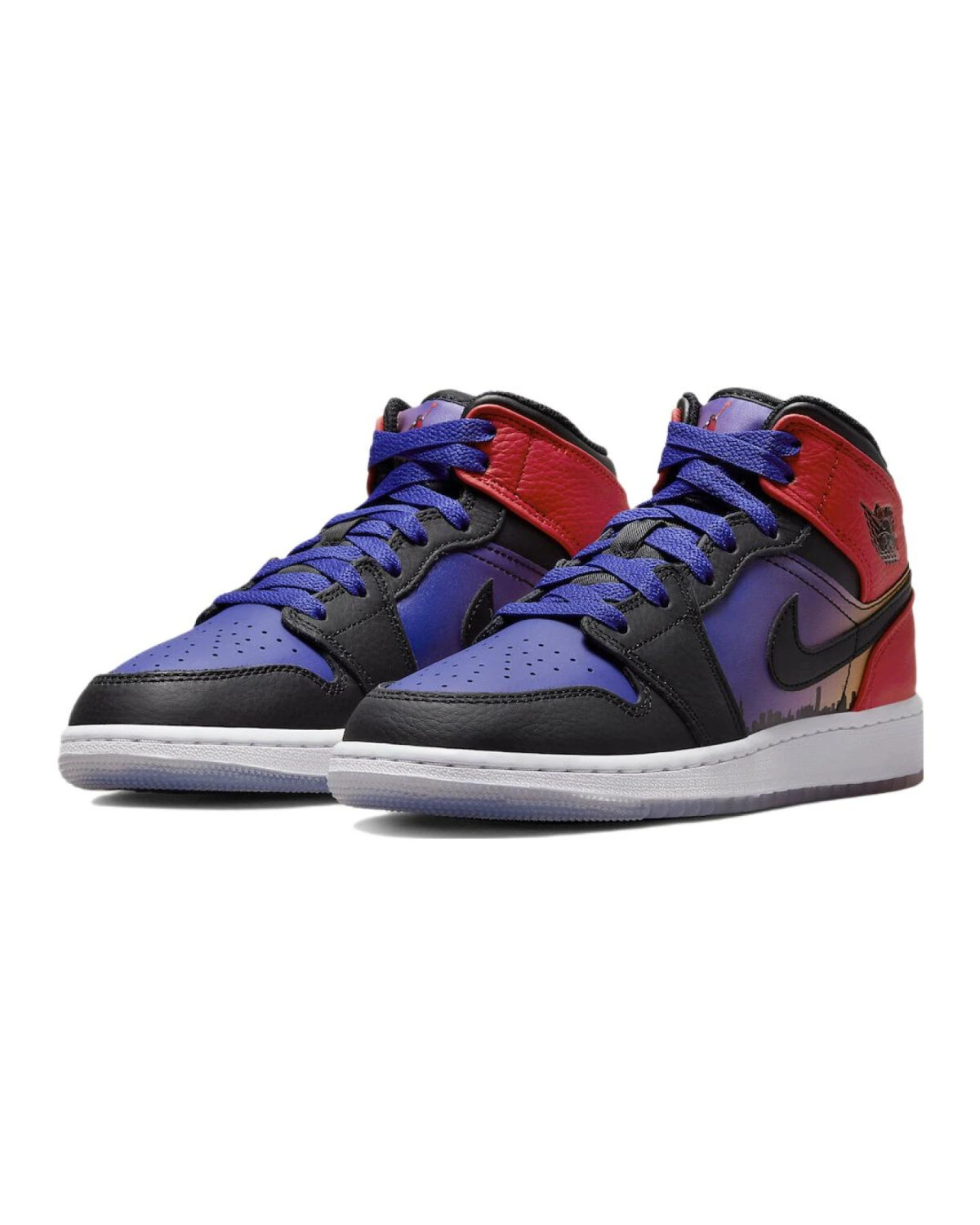 Jordan Air Jordan 1 MID детские кожаные кроссовки чёрно-красные картинка