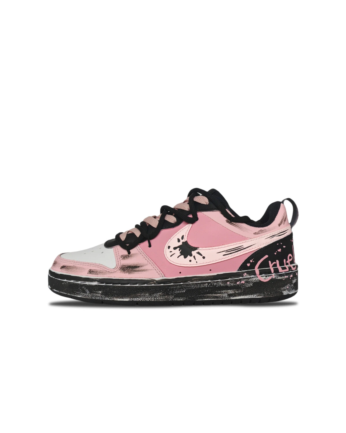 Nike Court Borough детские кроссовки розовые с кожаным верхом картинка