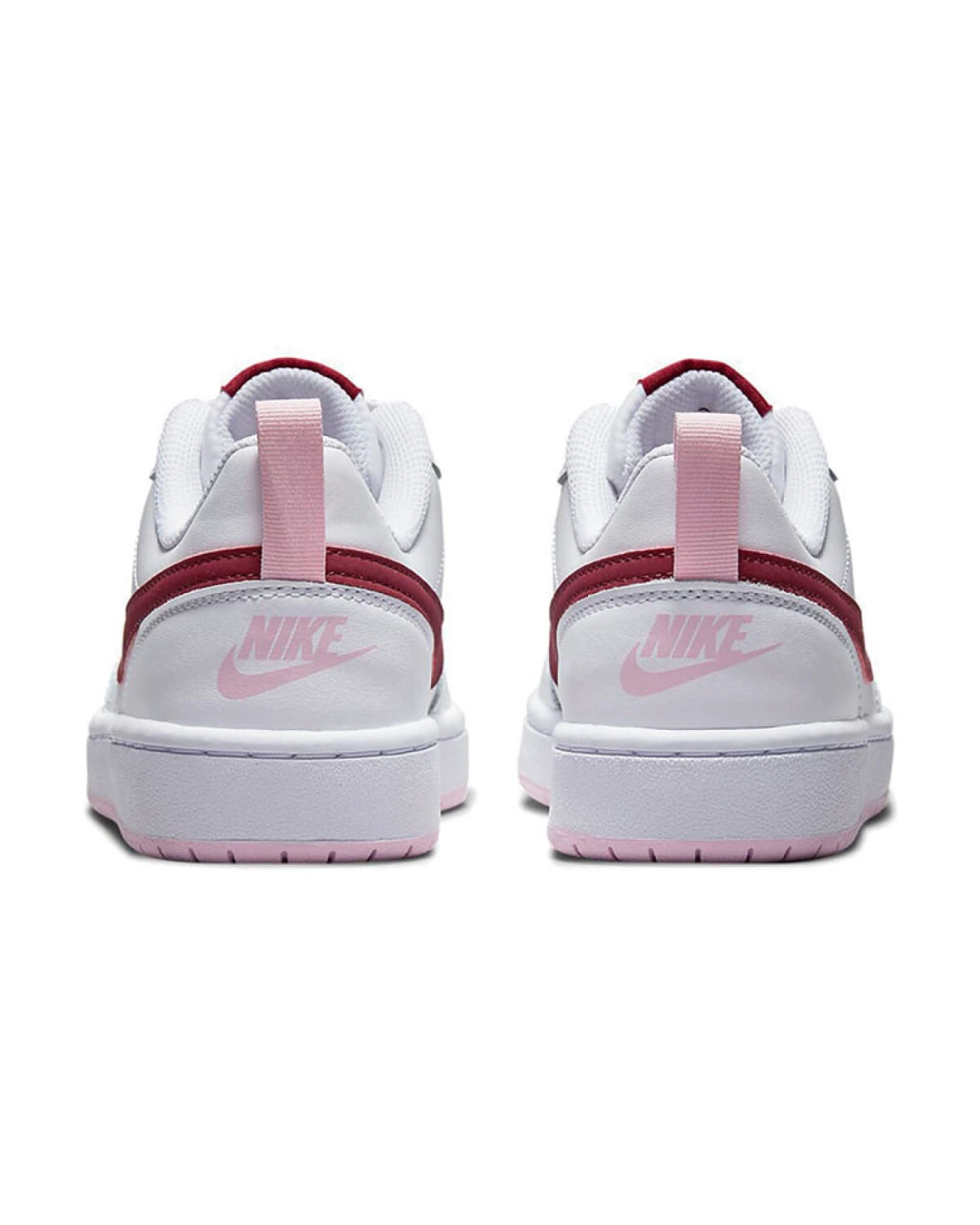 Nike Court Borough 2 Low детские кроссовки кожаные бело-красно-розовые картинка