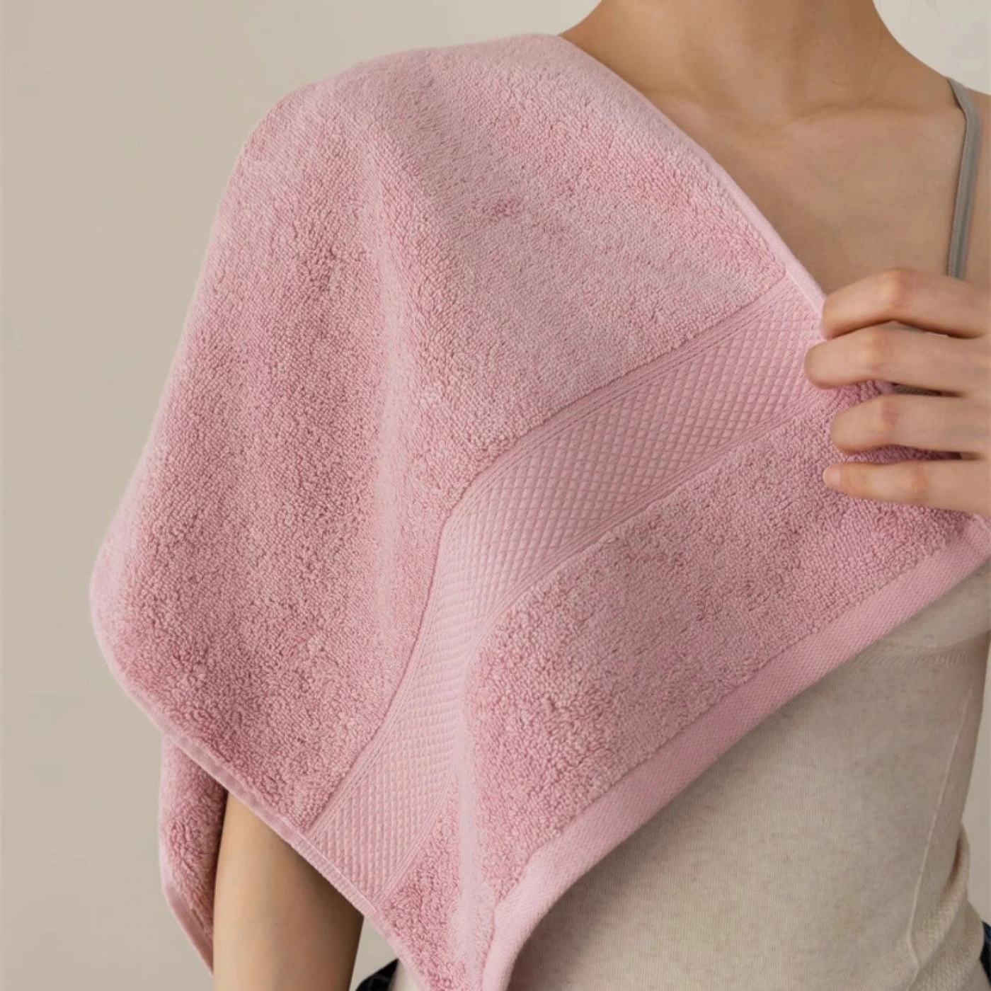 Махровое плотное полотенце из длинноволокнистого хлопка, плотное (Розовый) картинка