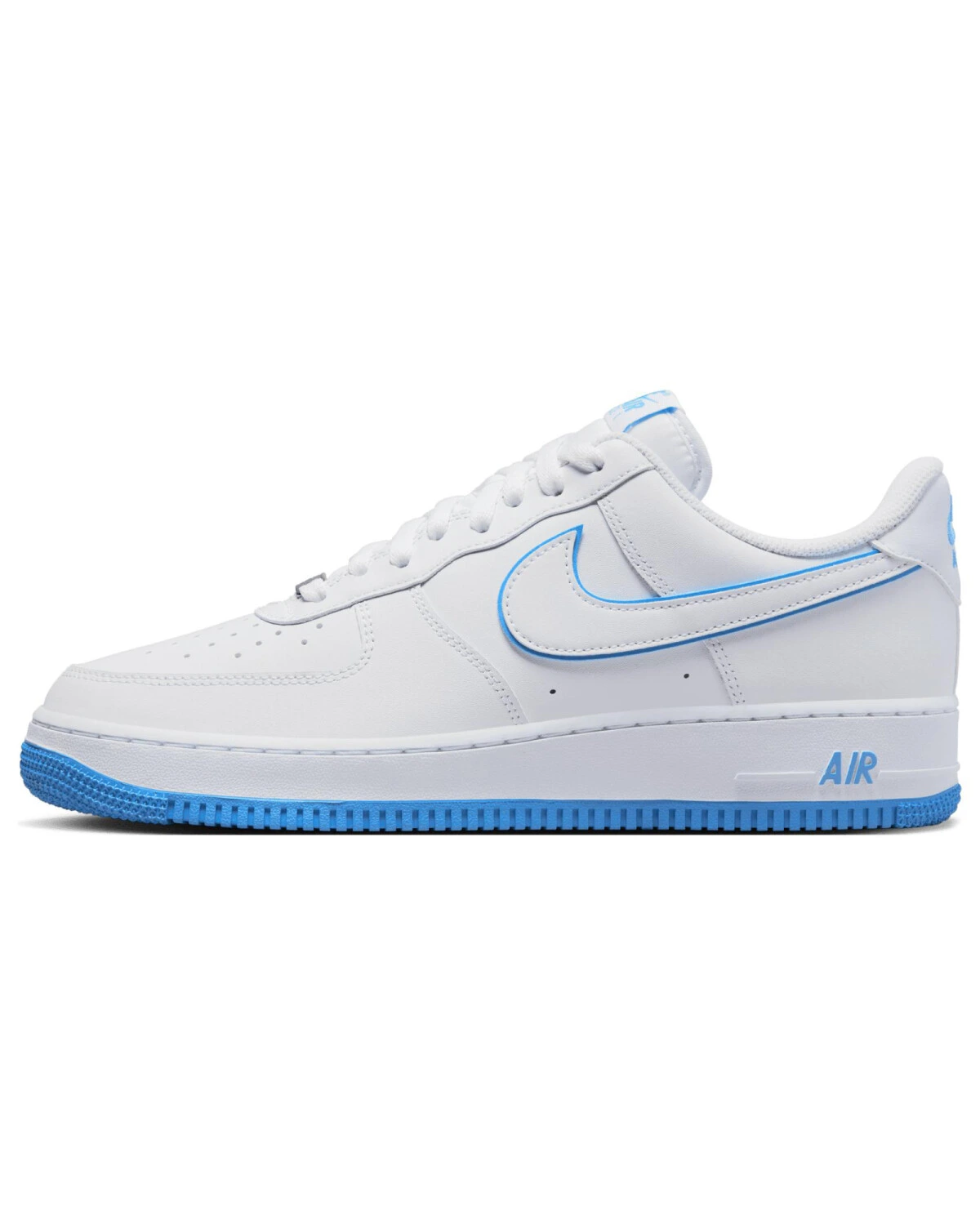 Nike Air Force 1 мужские кроссовки белые с синими деталями картинка
