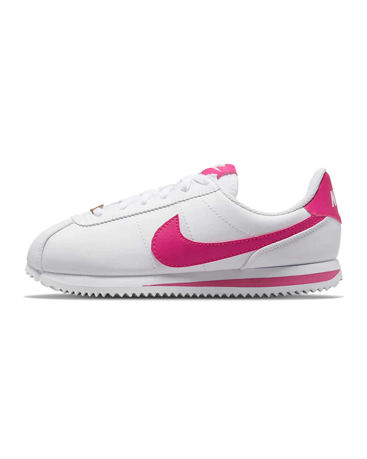 Nike Cortez Basic SL детские кроссовки белые с розовыми вставками картинка