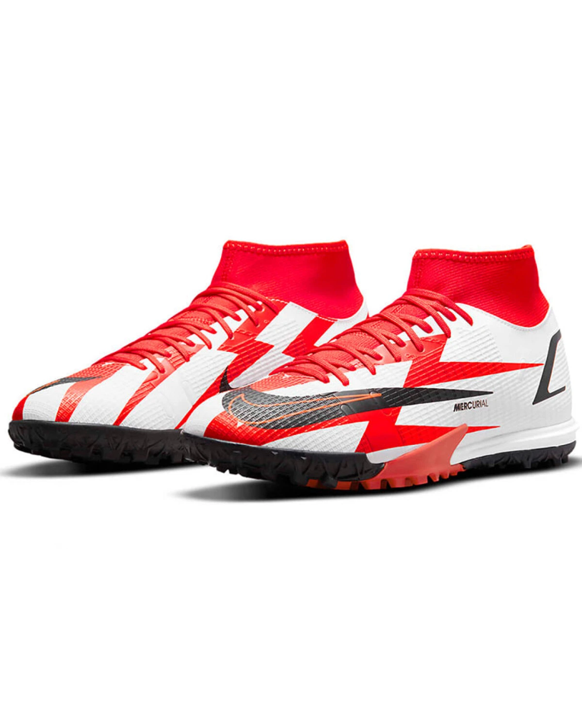 Nike Mercurial Superfly 8 MID унисекс футбольные бутсы для скорости красно-белые картинка