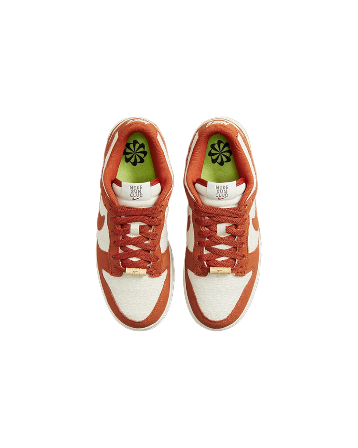 Nike Dunk Low Sun Club женские кроссовки из ткани и кожи бело-оранжевые картинка
