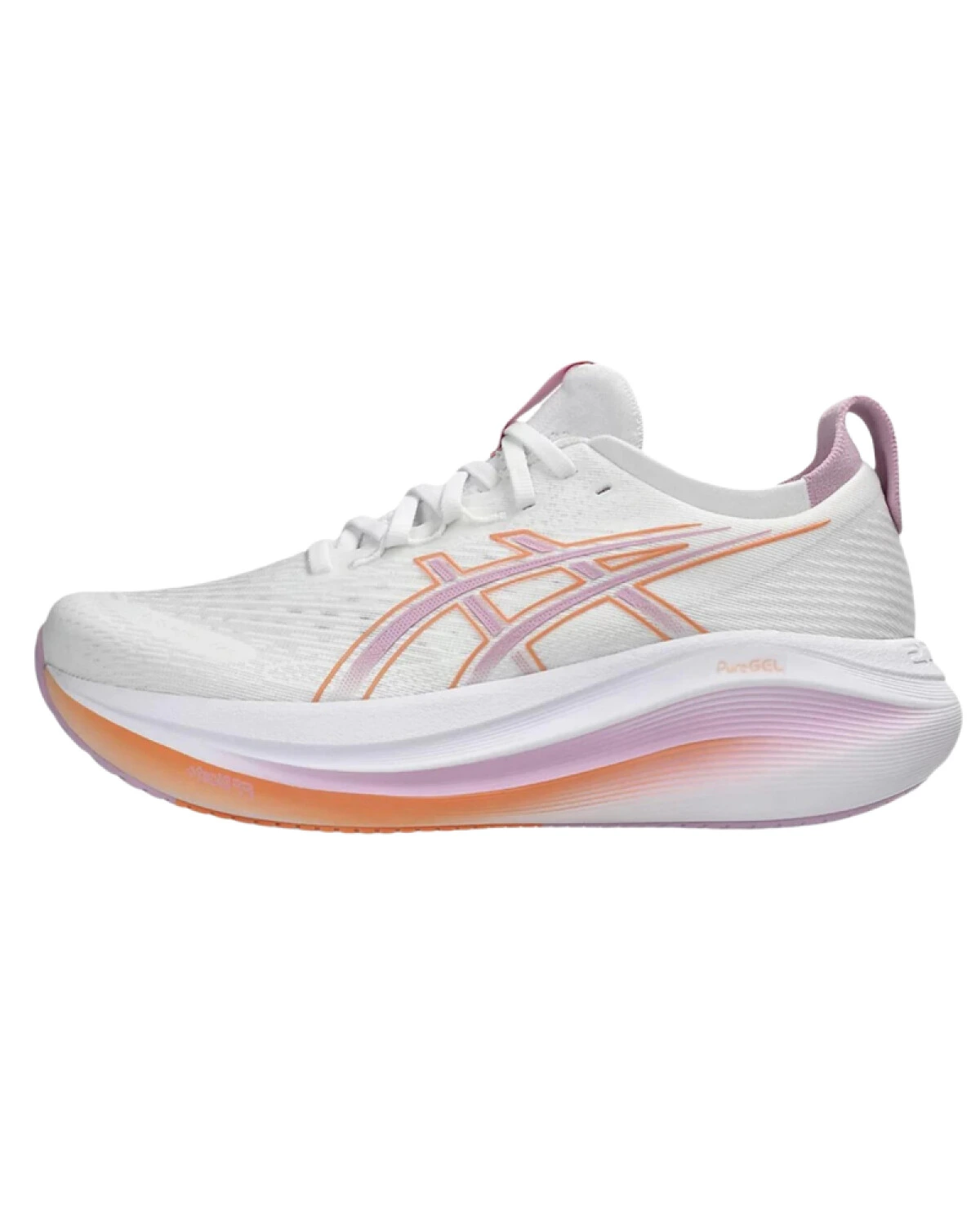 Asics GEL-NIMBUS 27 женские спортивные кроссовки бело-фиолетовые картинка