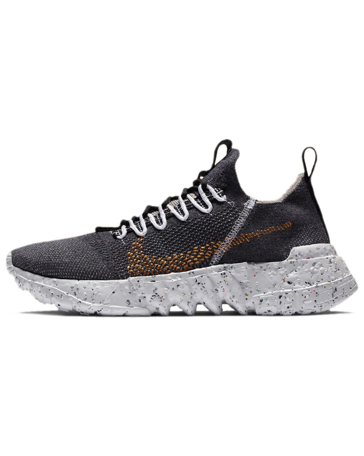 Nike Space Hippie унисекс кроссовки текстильные черно-белые с оранжевыми акцентами картинка