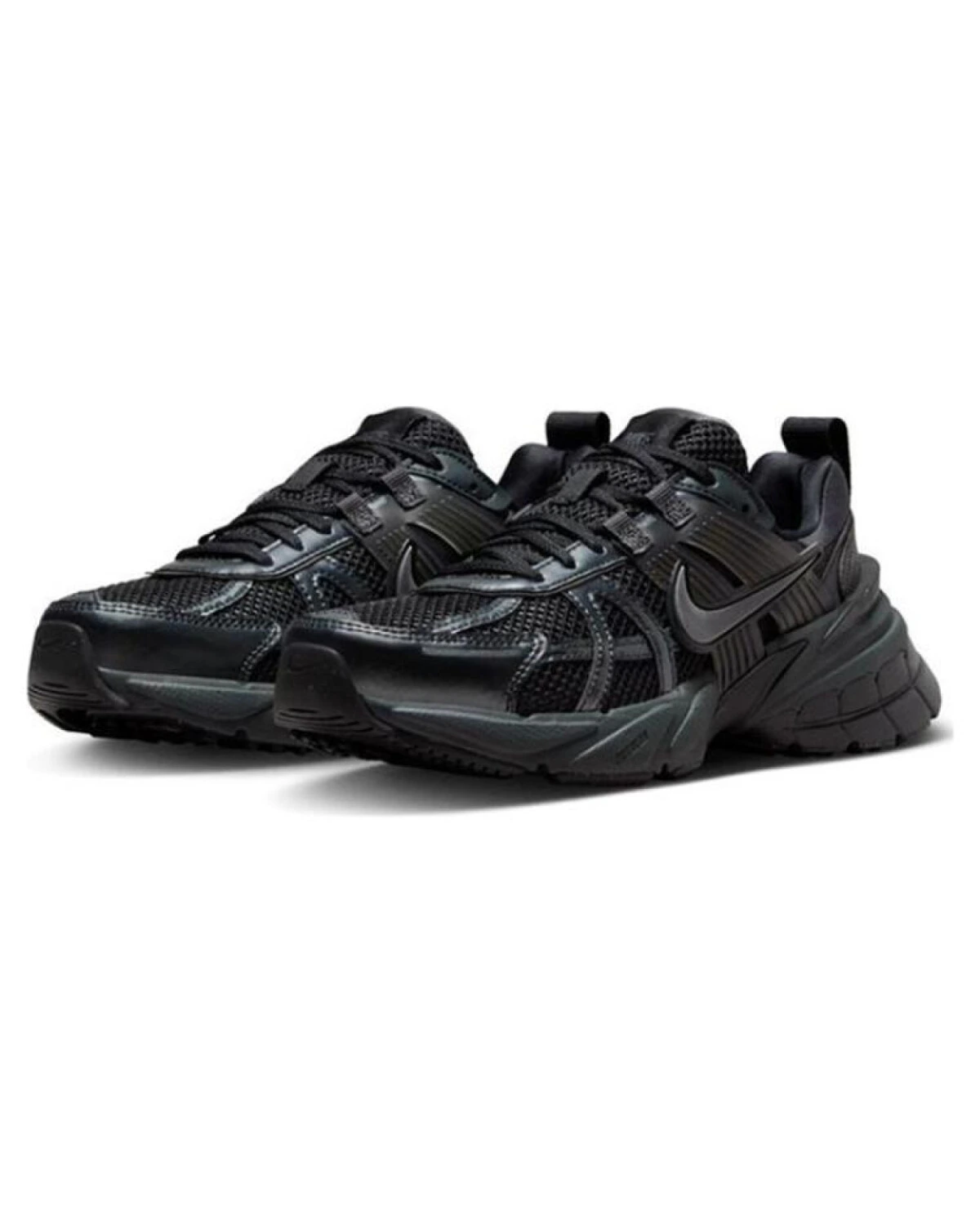 Nike V2K Run унисекс кроссовки черные на шнуровке с платформой картинка