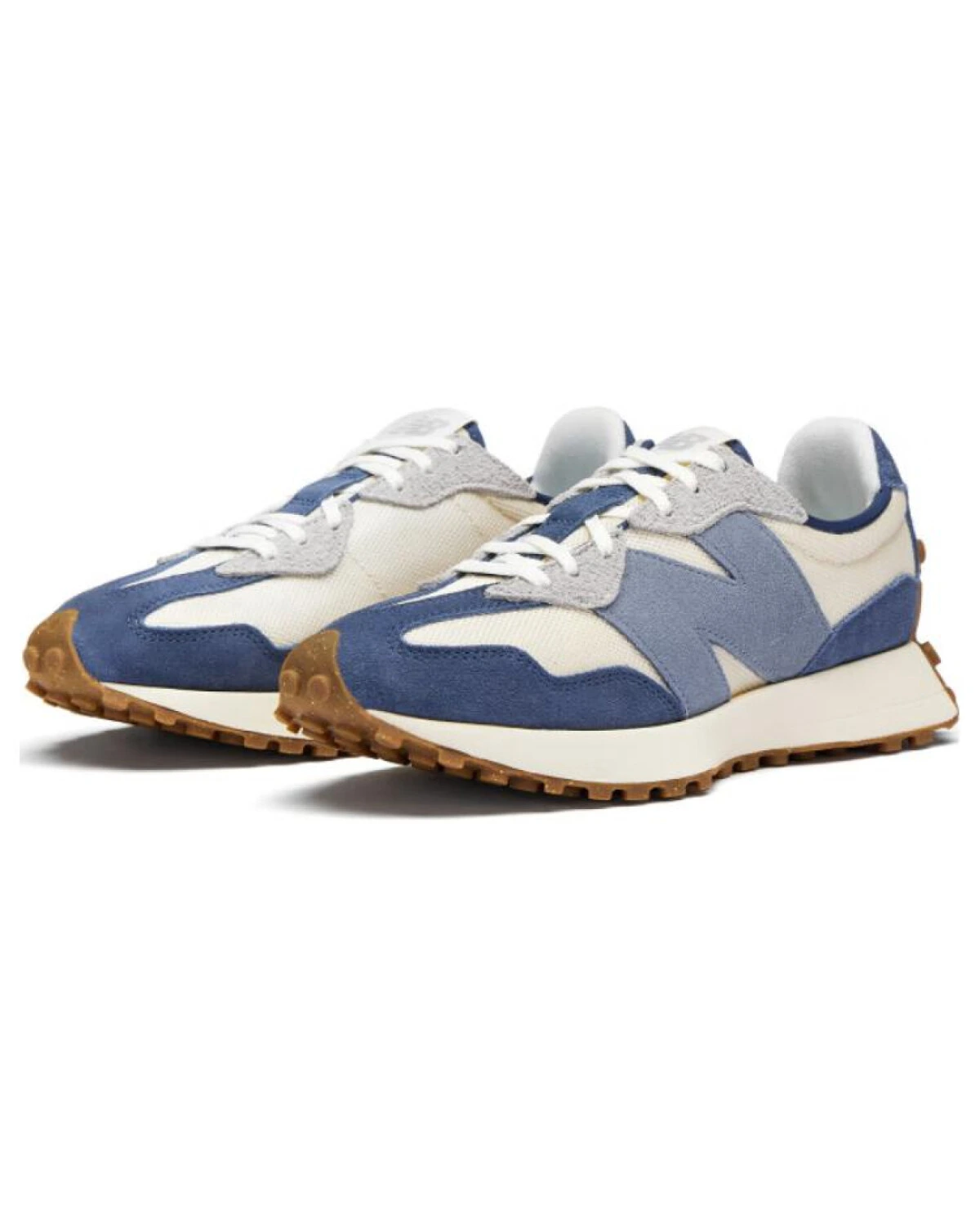 New Balance NB 327 unisex кроссовки для бега сине-белые из ткани и кожи картинка
